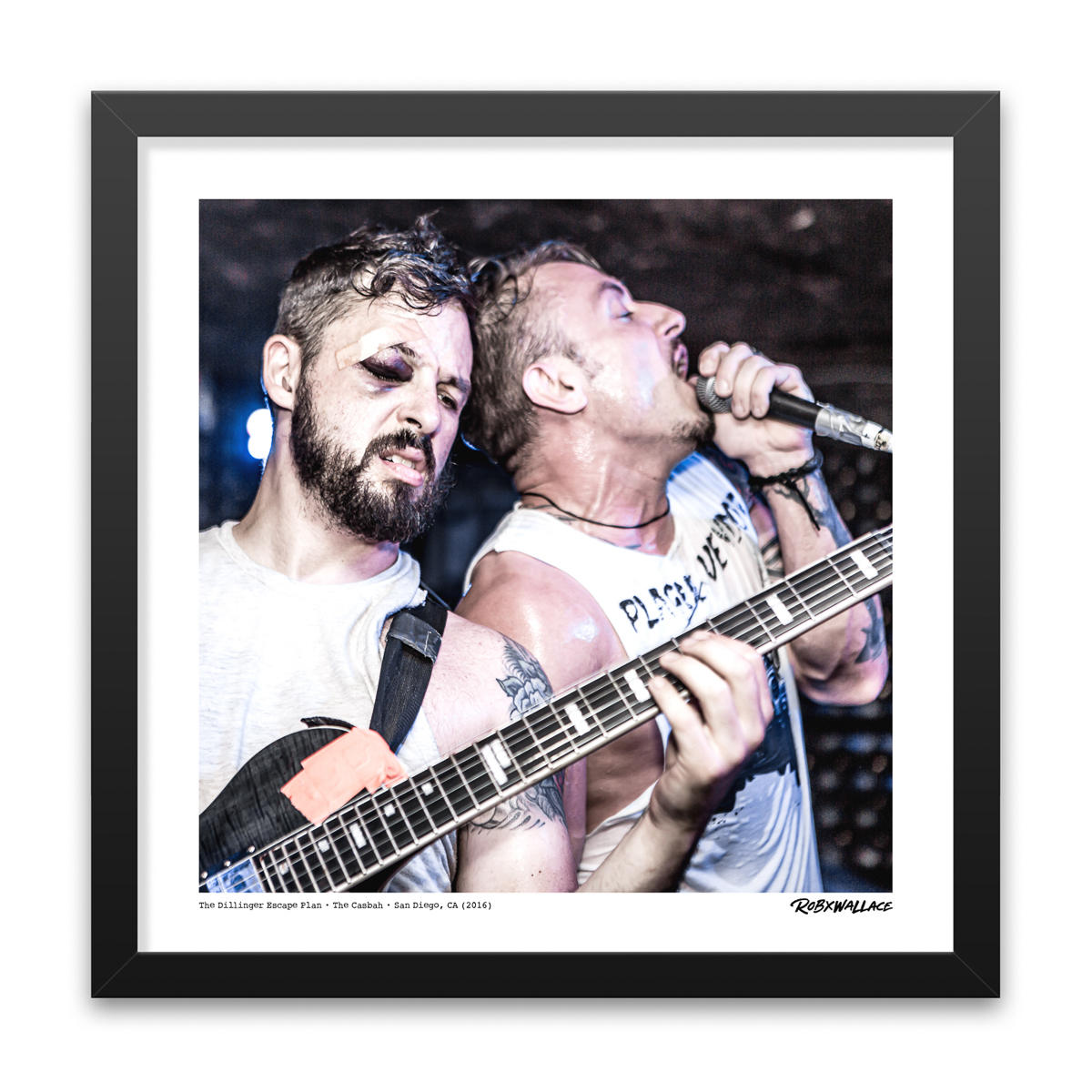 Photo by Rob Wallace: Ben Weinman and Greg Puciato of The Dillinger Escape Plan live at The Casbah in San Diego, CA in 2016.