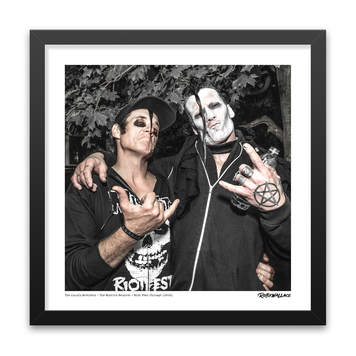 Photo by Rob Wallace: Backstage portrait of brothers Jerry Only and Doyle Wolfgang von Frankenstein at Riot Fest Chicago 2016.
