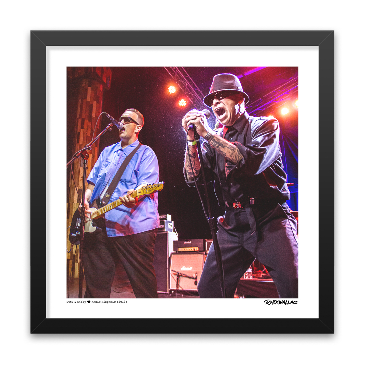 Photo by Rob Wallace: Steve Soto and Gabby Gaborno of Manic Hispanic performing live at The Observatory in 2013.