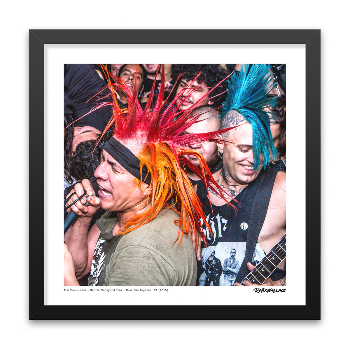 Photo by Rob Wallace: Jorge Herrera and Jake Casualty of The Casualties performing live at an East LA backyard show in 2016.